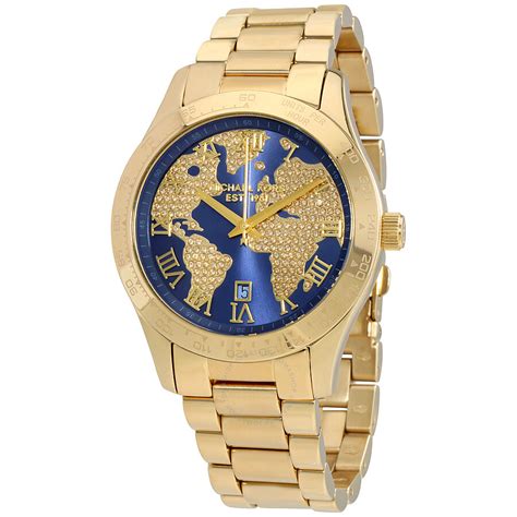 michael kors watch blue and gold|michael kors blue dial watch.